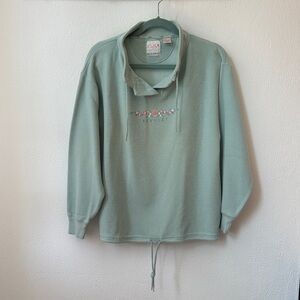 Vintage Cuffy's Resortwear Light Green Newport Collared Top